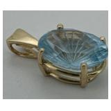 14K Yellow Gold 5.7ct Blue Topaz Pendant
