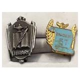 2 Library Pins in Gold-Tone & Silver-Tone