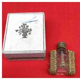 Souvenir de Paris Embossed Glass Bottle Gold-Tone