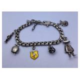 Mexico Silver Charm Bracelet with 6 Souvenir Charm