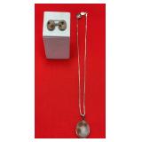 Sterling Silver Druzy Necklace & Earrings