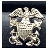 WWII US Navy Sterling Silver Anchor Pin