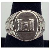 Vintage Sterling Silver US Army Corps Signet Ring