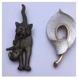Pastelli Gold-Tone & JJ Cat Brooches