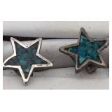Silver Star Earrings with Turquoise Inlay