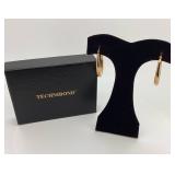 Technibond Gold-Tone 925 Hoop Earrings in Box