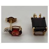 14K Yellow Gold Garnet Pendant & Earring