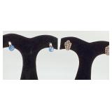 Sterling 925 Earrings Blue & Marcasite