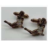 Hallcraft Gold Tone & Mother of Pearl Cuff Links