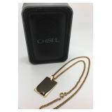 Chisel Gold Plated Dog Tag with Diamond Chip