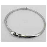 Sterling 925 Hinged Bead Bangle 7 in.
