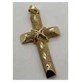 14K Yellow Gold Textured Cross Pendant