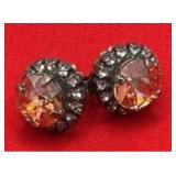Sabika Light Amber & Clear Stone Pierced Earrings