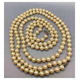 Glass Pearl 55 ins. Necklace, Silver Clasp