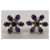 14K Yellow Gold Tanzanite Stud Earrings 2.4 CTW
