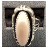 L. Yazzie Sterling Silver Ring w/Mother-of-Pearl