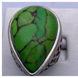 Sterling Silver 925 Ring Green Mojave Turquoise