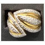 Two-Tone 925 Sterling Silver Ring, Size 8