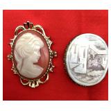 Gerry's Gold-Tone Cameo & Carved Scene Pin