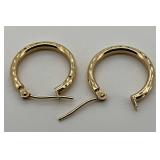 14K Yellow Gold Israeli Diamond-Cut Hoops