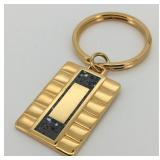 Gold Tone Key Ring with Stone Inlay