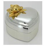 Concepts Gold-Tone Rose Earrings in Heart Box