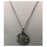 Sterling Silver Jesus Pendant & Chain Marked