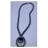 Hematite & Blue Opalite Necklace 17 ins.
