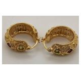 925 Gold Vermeil Garnet Amethyst Peridot Earrings