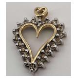 10K Gold Champagne Diamond Heart Pendant
