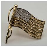 14K Gold God Bless America U.S. Flag Pin