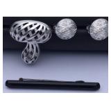 Silver-Tone Mushroom Pin & Monet Earrings Set