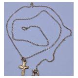 H.F. Barrows 14k Gold Cross Necklace 12 ins.