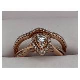 JTW 10K Rose Gold & Diamond Wedding Ring Set