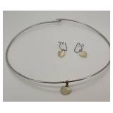 Silvertone Necklace & Earrings Heart Set