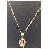 14K Gold-Filled Necklace w/ Amethyst Pendant