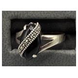 Vintage 925 Sterling Silver Ring with Onyx