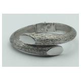 Crown Trifari Silver-Tone Hinged Bracelet