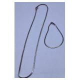 GMG Sterling Necklace & Bracelet Italy Marked