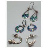 Sterling Silver Earrings Set, Taxco & Inlay