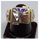 10K Yellow Gold IOOF Ring Size 12, 8.8 Grams