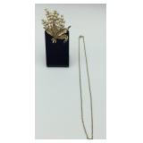 Crown Trifari Gold Tone Pearl Pin & Gold Toned Fa