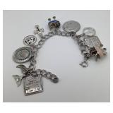 Atlas Sterling Charm Bracelet with 10 Charms