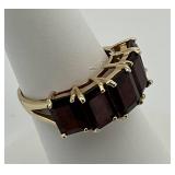10K Yellow Gold Five-Stone Garnet Ring
