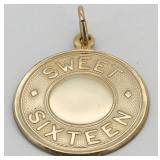 12K Gold-Filled Sweet Sixteen Charm 3/4 ins.