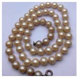 Vintage Champagne Pearl Necklace 20 ins.