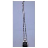 Vintage Sterling Necklace with Onyx Pendant