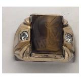 Men's 1/30 14K G.P. Size 9-1/2 Tiger Eye Ring