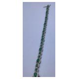 SNJ CN Emerald Cluster 925 Tennis Bracelet
