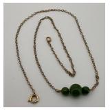 12K Gold-Filled Necklace With Nephrite Beads